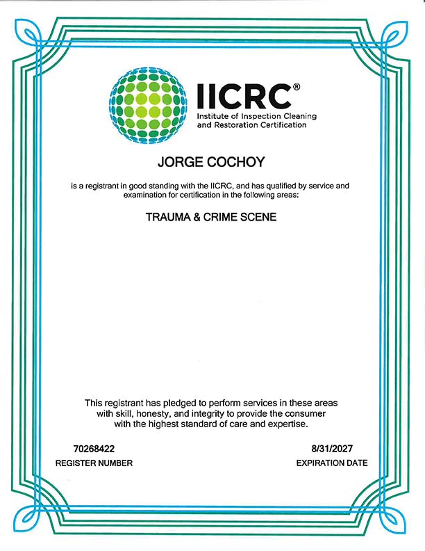 Jorge Cochoy IICRC License